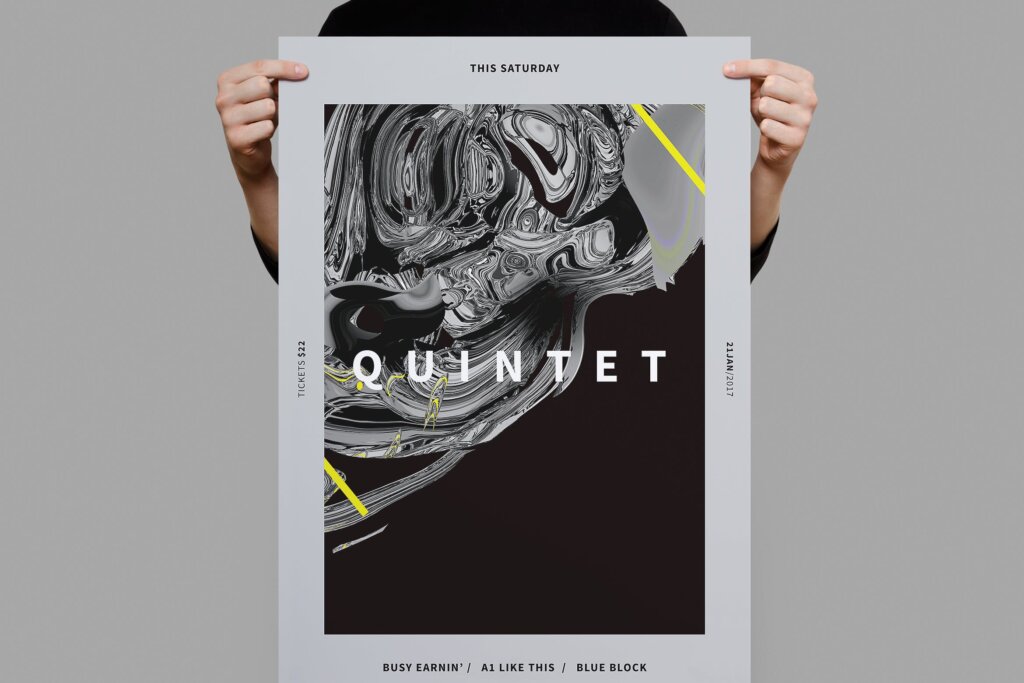 大理石纹理背景图案海报传单模板素材Quintent Poster Flyer