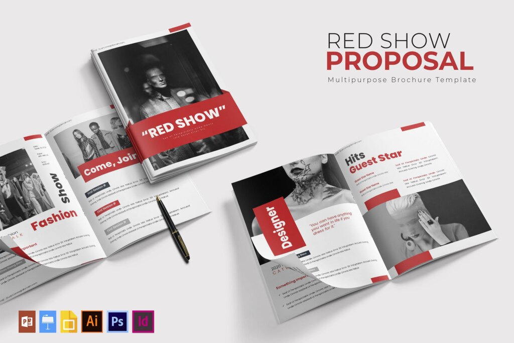 红色高端时尚服装发布会手册模板素材下载Red Show Proposal