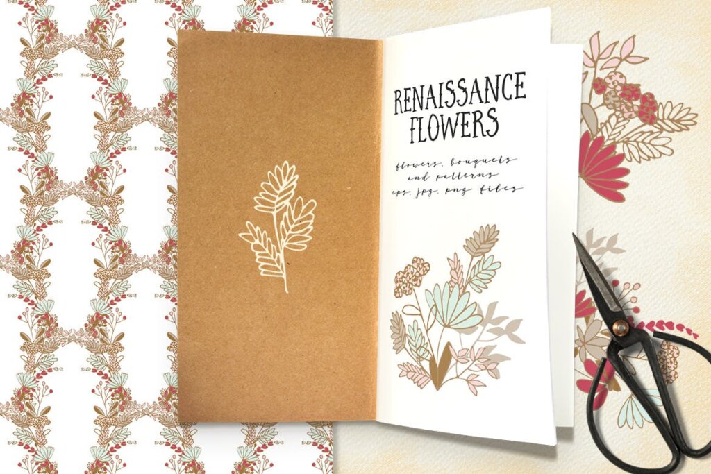 文艺复兴时期装饰图案纹理素材下载Renaissance Flowers 9ENVHF