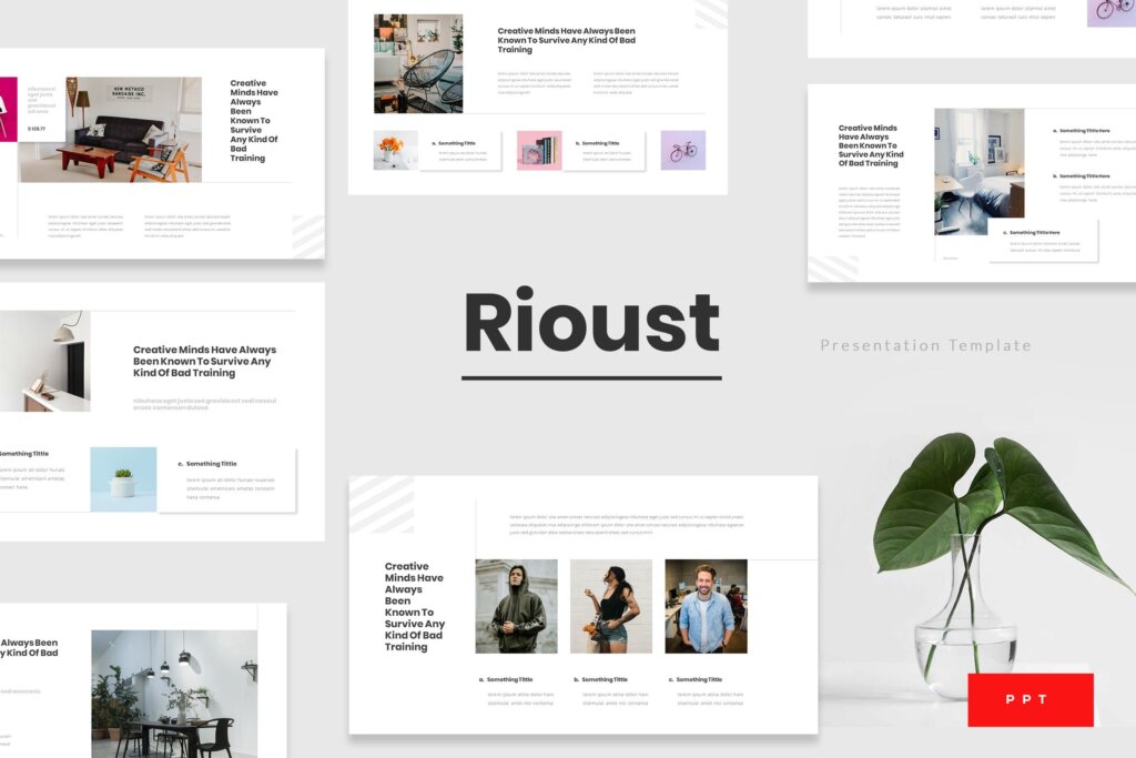 企业商务投资汇报市场销售数据PPT幻灯片模版下载Rioust Interior Design Powerpoint Template
