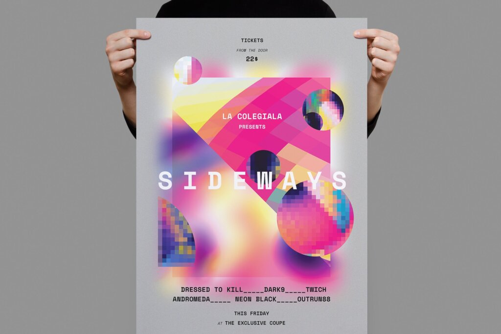 径向渐变背景发布会海报模板素材下载Sideways Poster Flyer FBT4LK