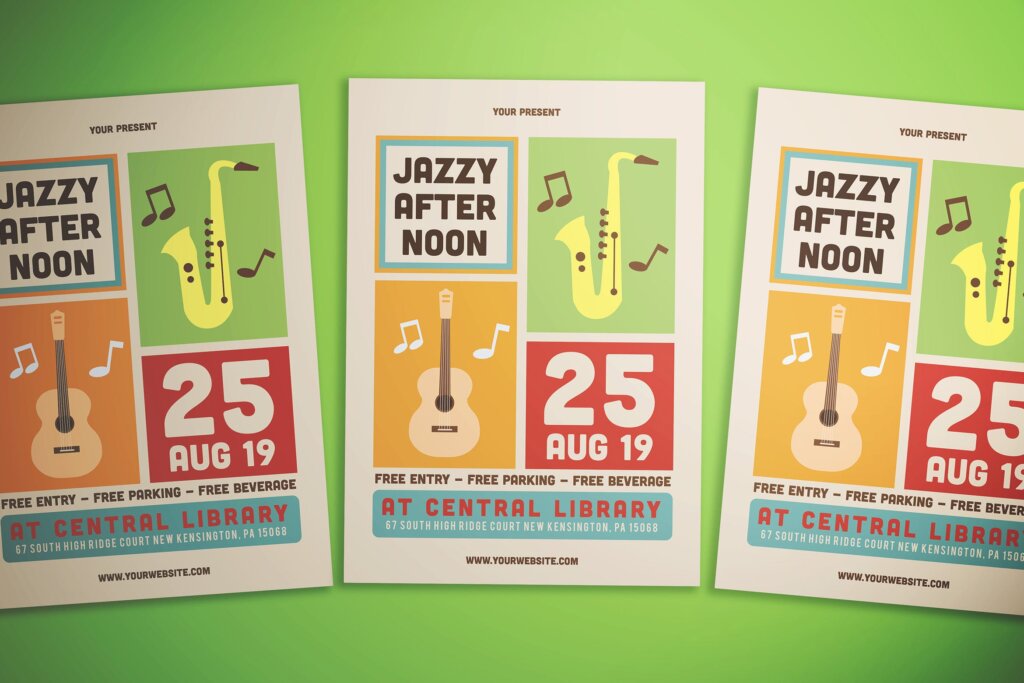 简单爵士海报宣传单Simple Jazz Event Flyer