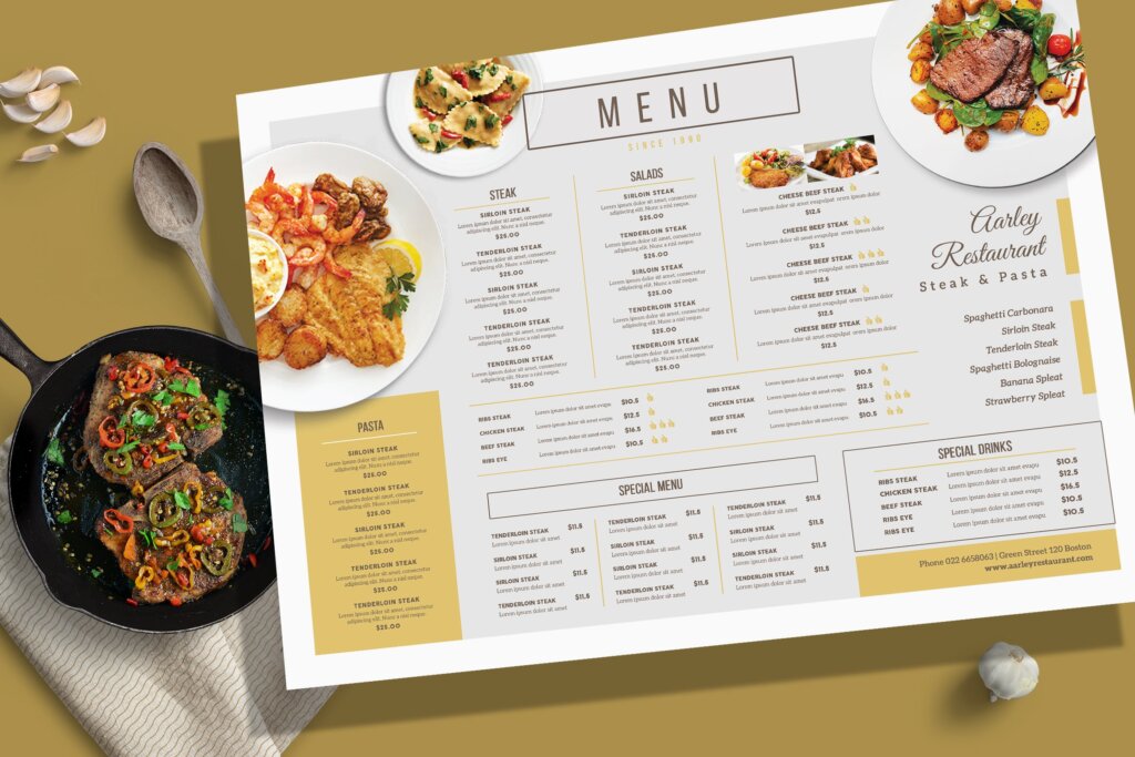 简约轻奢风餐厅菜单板模板素材下载Simple Restaurant Menu Board