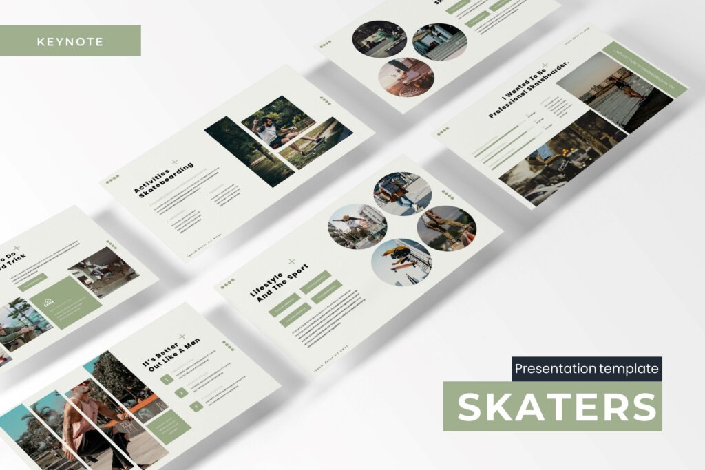 溜冰者商业活动策划相关主题Powerpoint模板Skaters Powerpoint Template