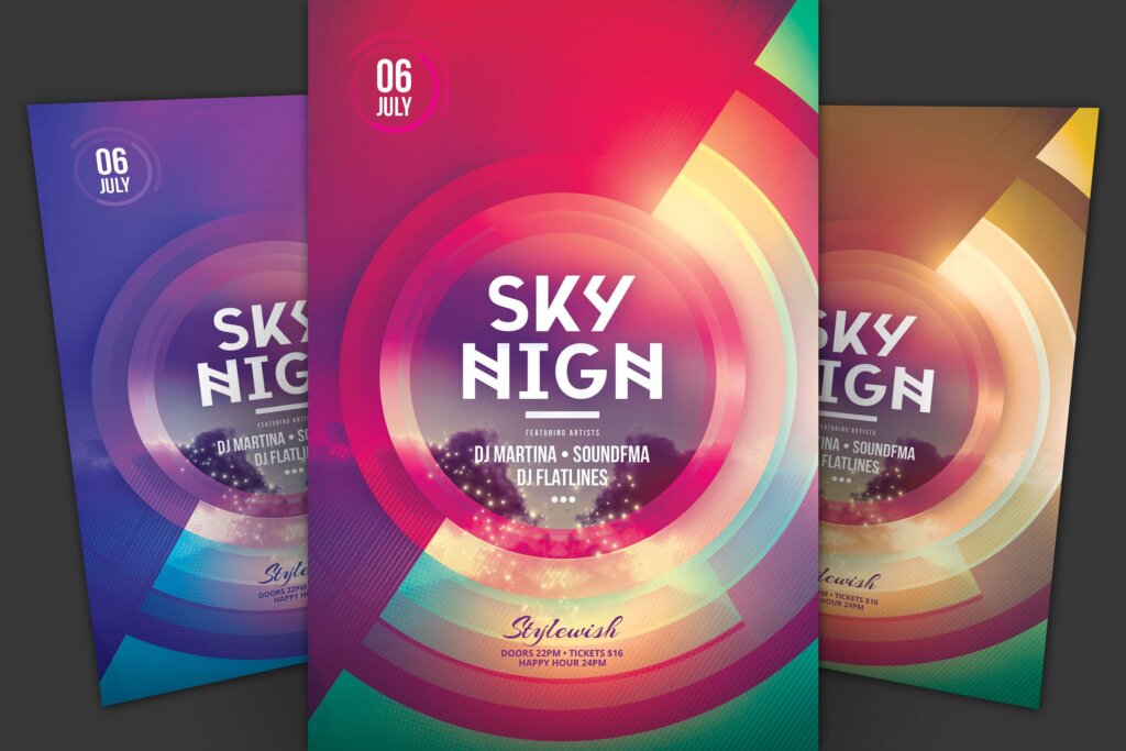电子音乐海报传单模板素材下载Sky High Flyer