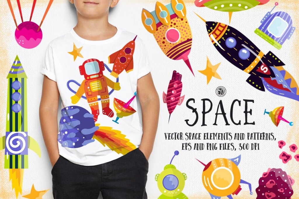 儿童服装设计装饰图案纹理素材下载Space NYPH2F