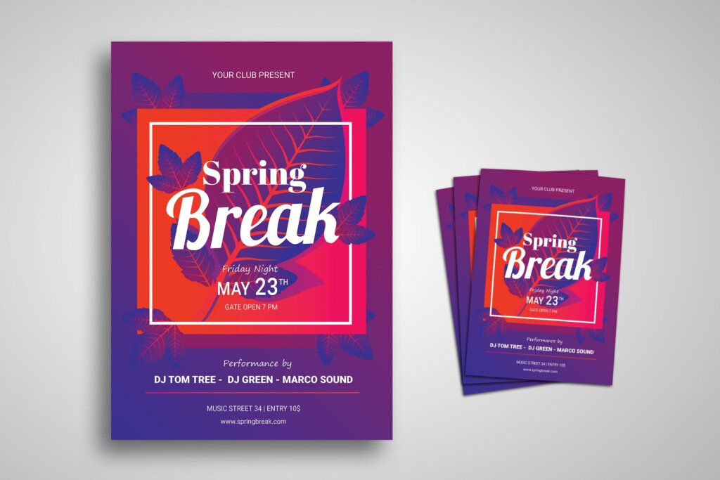 夏季活动团建海报传单模板素材下载Spring And Summer Festival Promo Flyer