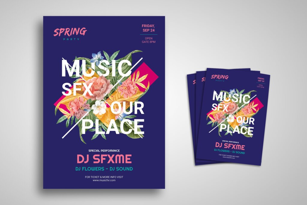 夏天聚会节日宣传单模板素材下载Spring And Summer Party Festival Promo Flyer