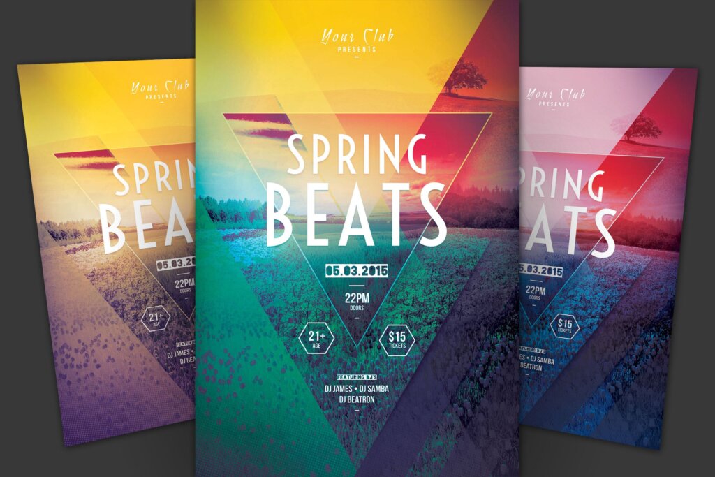 俱乐部派对传单海报模版素材下载Spring Beats Flyer