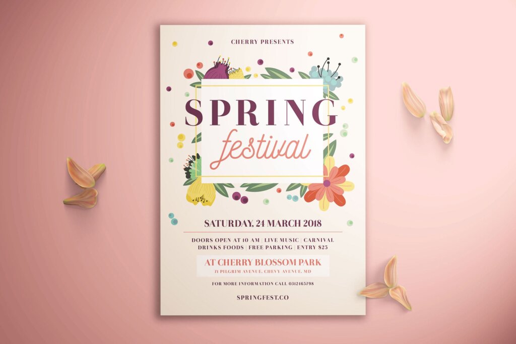 夏季装饰背景图案节日海报传单模板素材下载Spring Festival Flyer KAYE62插图