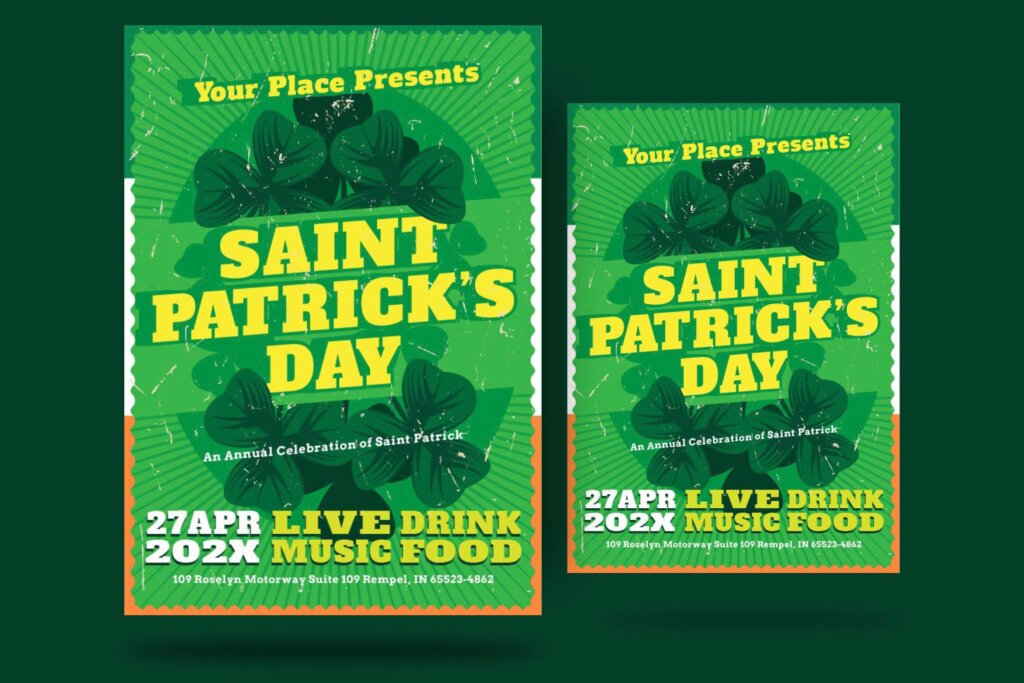 环保类活动宣传单海报模板素材下载St Patrick Day Shamrock Flyer