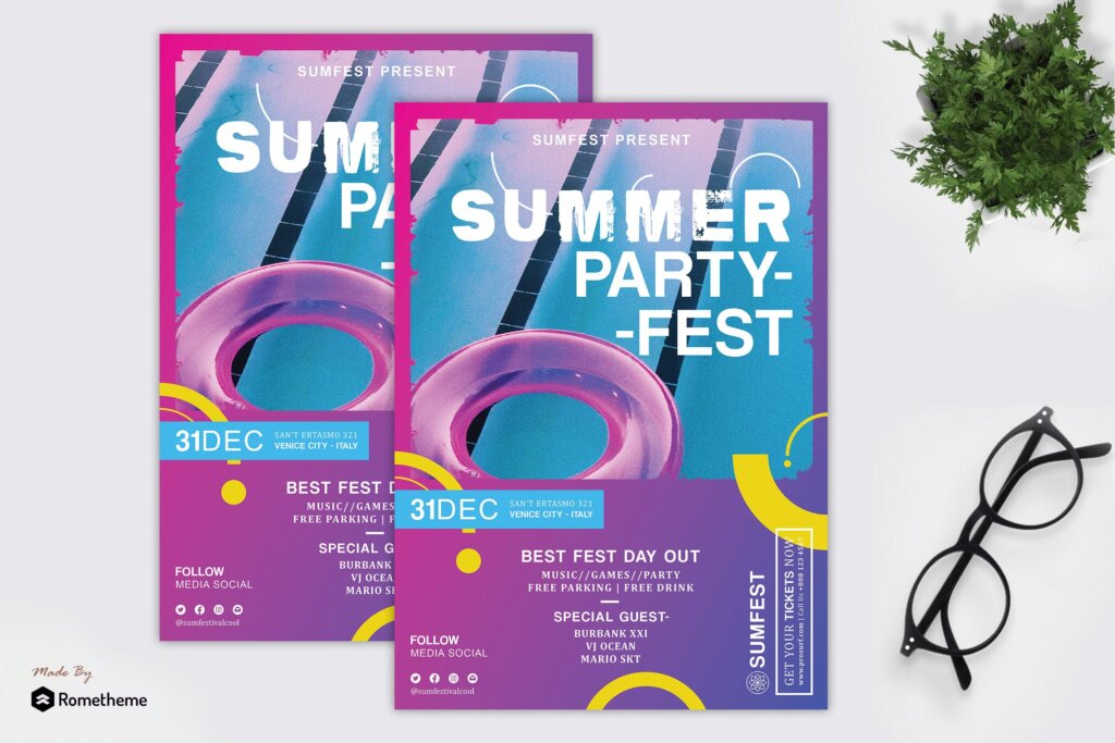 夏季活动派对音乐传单海报模版素材下载