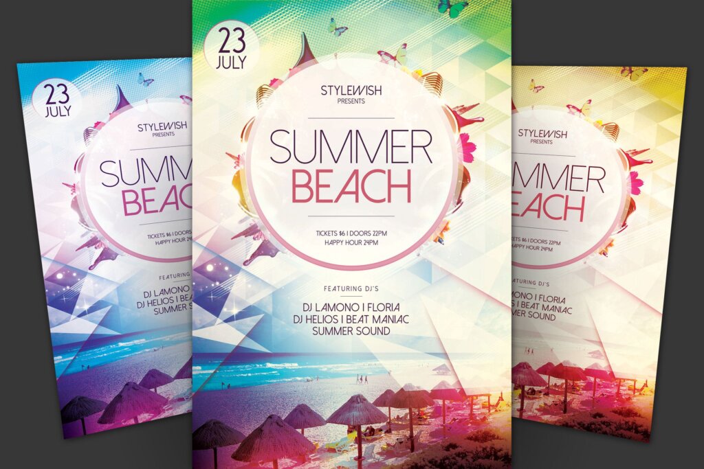 夏季节日活动传单海报模版素材下载Summer Beach Flyer MPRG5W