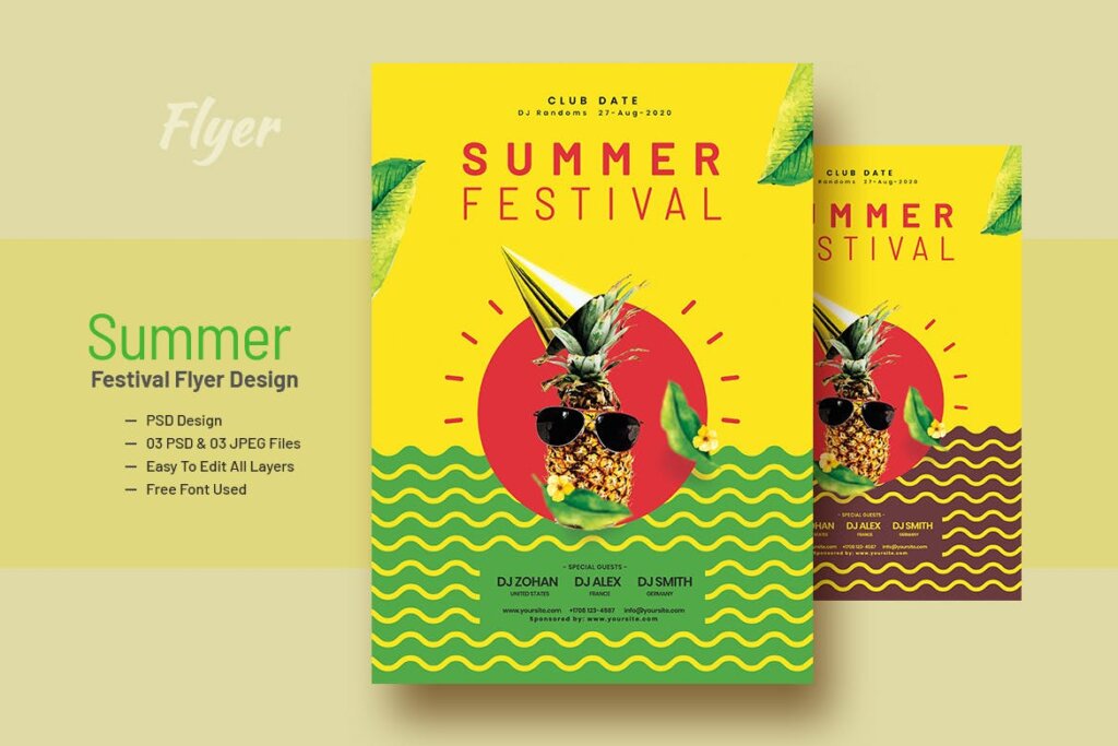 精致夏季节日活动传单海报模板素材下载Summer Festival Flyer Design V-8