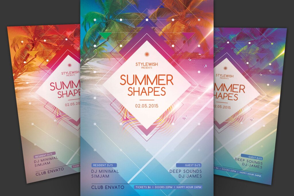 夏季海滩派对传单素材下载Summer Shapes Flyer
