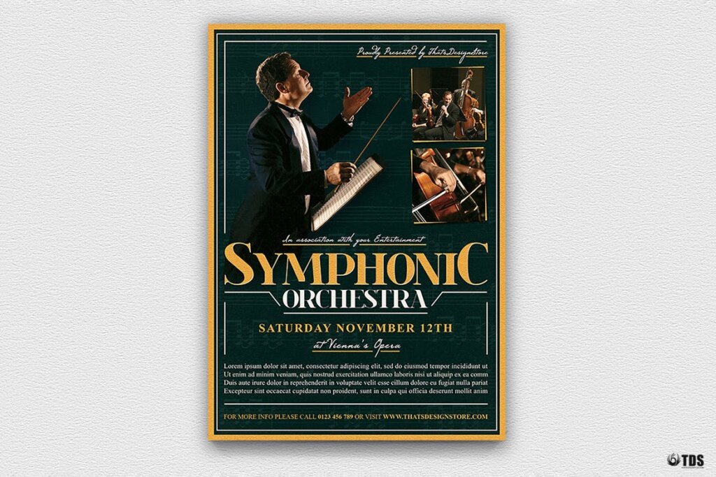 交响会音乐会传单海报模板素材下载Symphonic Orchestra Flyer Template V2