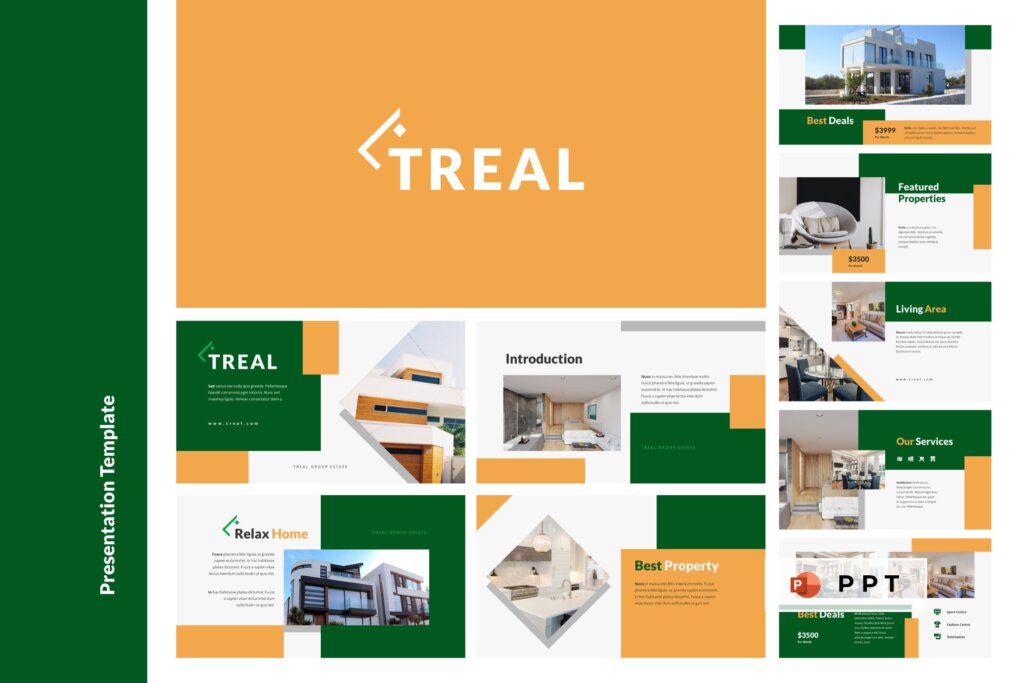 精致建筑设计演示/汇演素材模板下载TREAL Real Estate Powerpoint Template