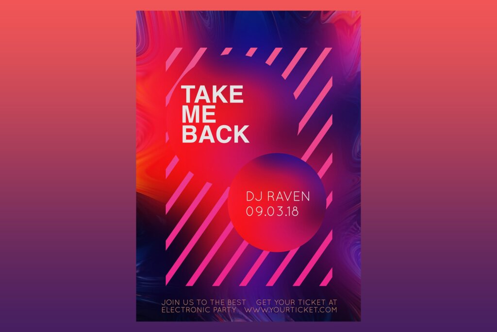 渐变纹理产品发布会倒计时海报传单模板素材下载Take me Back Flyer Poster Vol.2