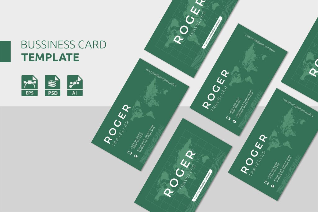 环保旅行出游类名片模板下载Traveler Business Card