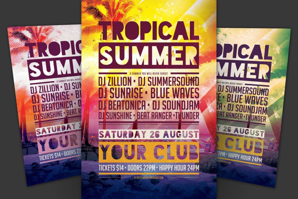 夏季活动派对海报模版素材下载Tropical Summer Flyer