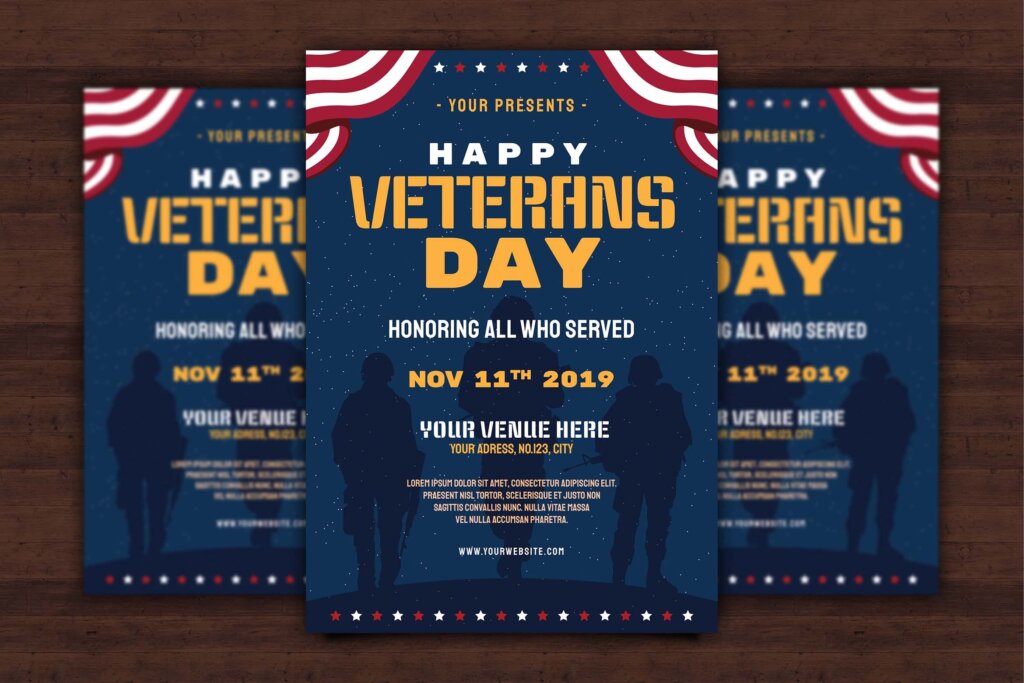 创意简约节日传单海报模板素材US Veterans Day Flyer