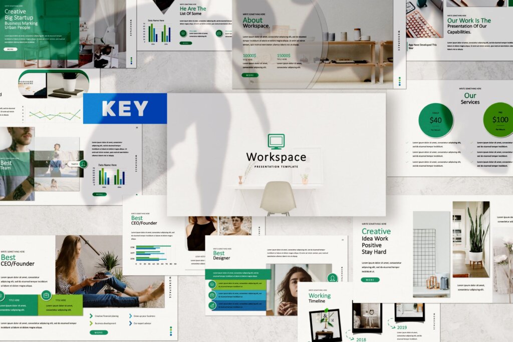企业品牌宣传投资融资宣讲幻灯片PPT模版Workspace Keynote Light