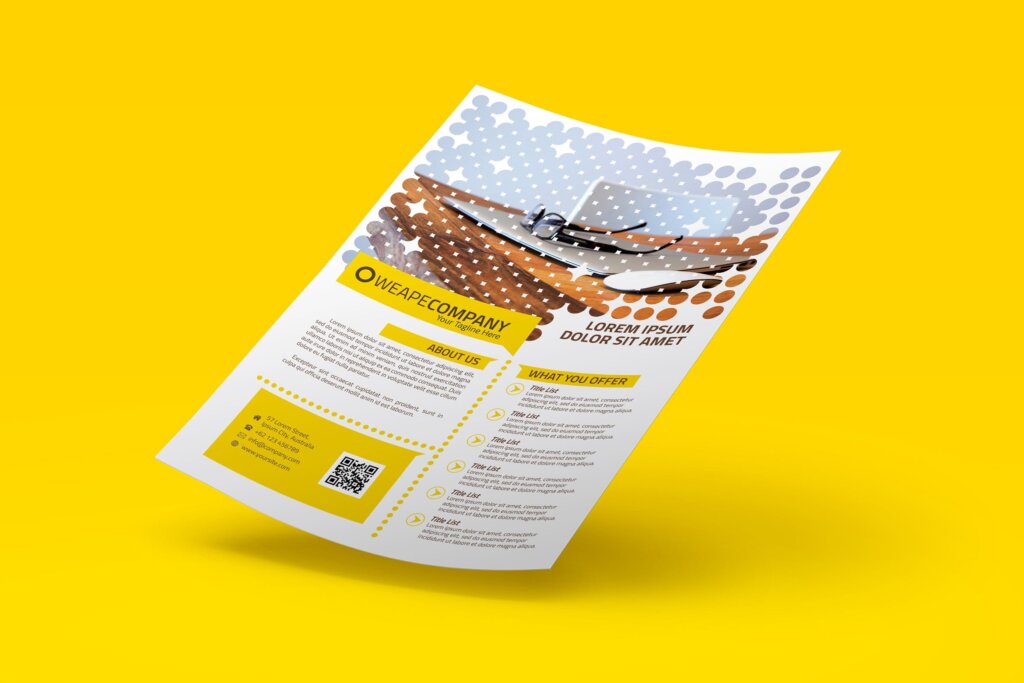 简约企业商务传单海报模板素材下载Yellow Multipurpose Business Flyer