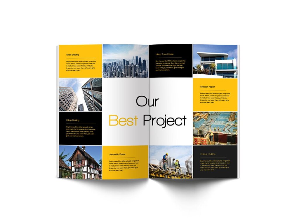简约文艺施工A4尺寸宣传册画册模板素材下载Construction A4 Brochure插图10
