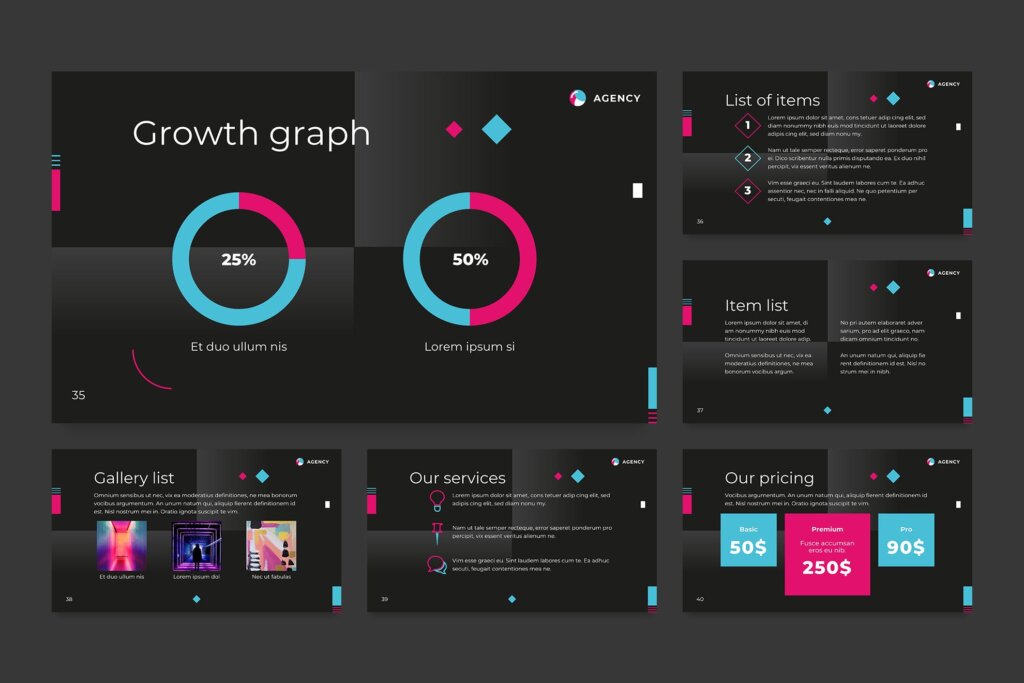 黑色渐变概念个人主题演讲PPT幻灯片模版Creative Agency PowerPoint Presentation Template插图10