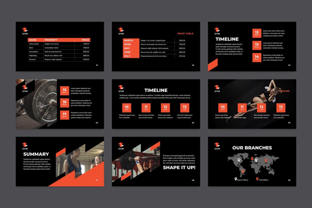运动健身概念主题幻灯片宣讲模板素材Gym PowerPoint Presentation Template插图9