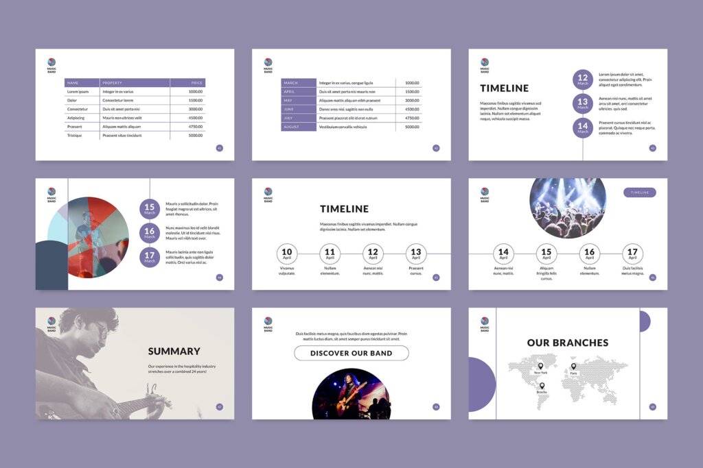 音乐公司市场活动策划幻灯片模版PPT下载Music Band PowerPoint Presentation Template插图11