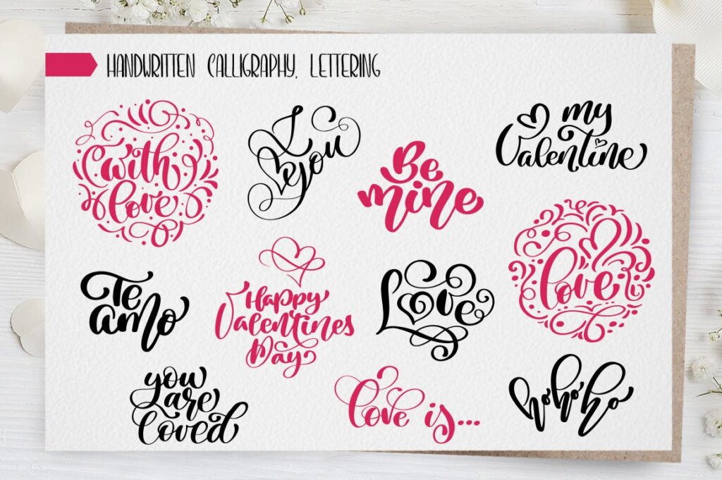 情人节贺卡/抱枕装饰图案纹理素材Valentines Day lettering photo overlays插图11