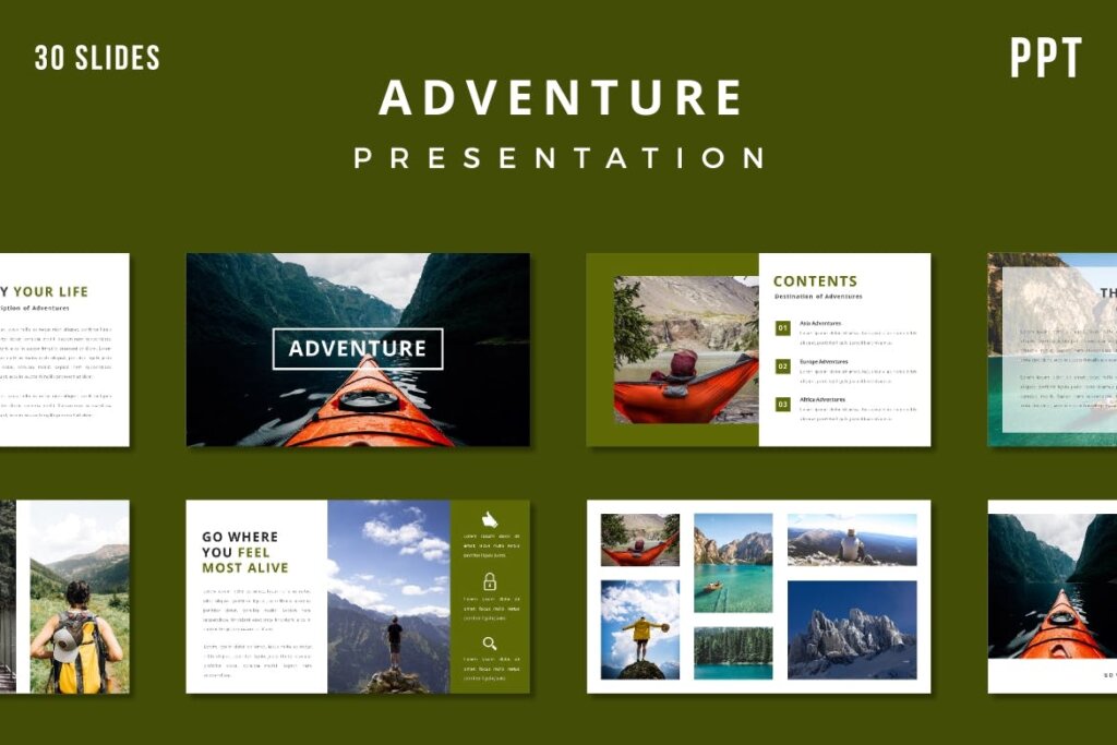 旅游景点宣传主题演讲幻灯片PPT模版Adventure Presentation Template – (PPT)插图1