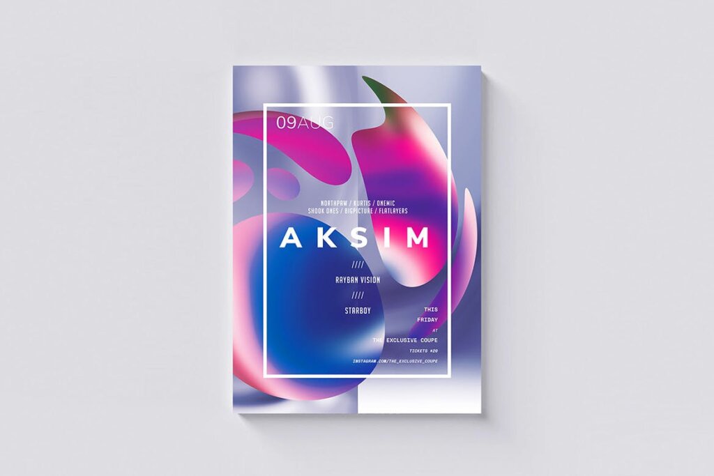 渐变肌理海报传单模板素材下载Aksim Poster Flyer Template插图1