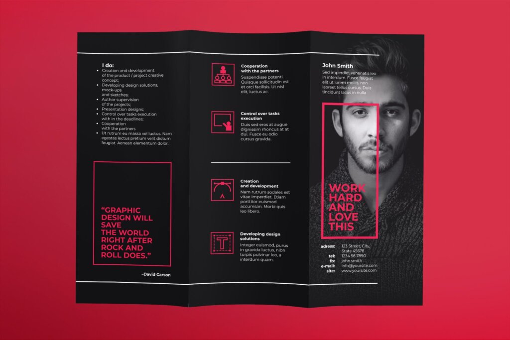 个人艺术展宣传活动折页模板素材下载Art Director Brochure Trifold插图1