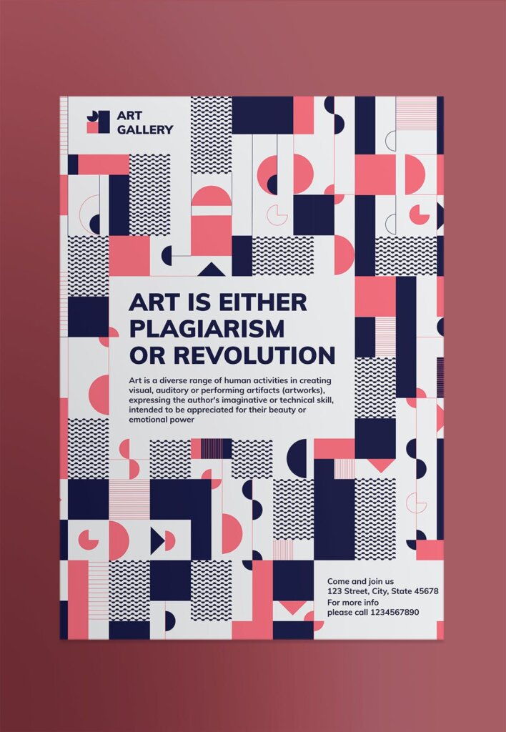 几何风美术馆的海报海报传单模板素材下载Art Gallery Poster插图1