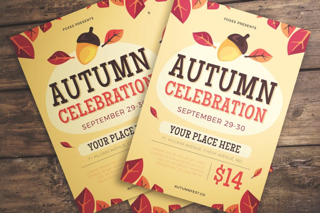 简约文艺秋天庆祝传单海报Autumn Celebration Flyer 9AZZX2插图2