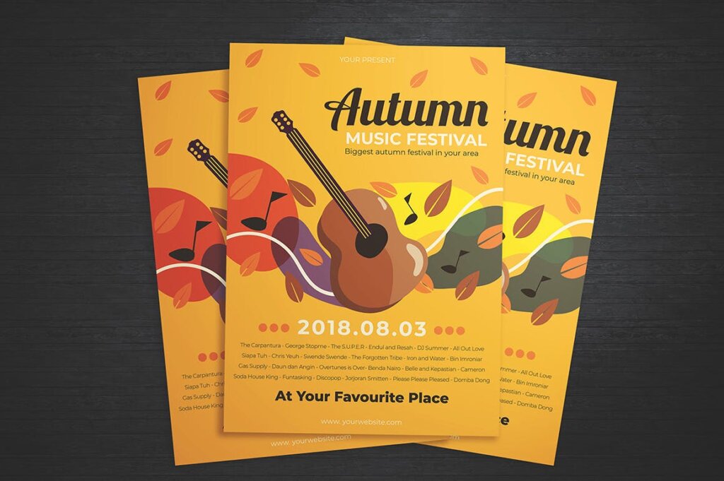 丰收季秋季音乐节传单海报模版素材下载Autumn Music Festival Flyer插图1