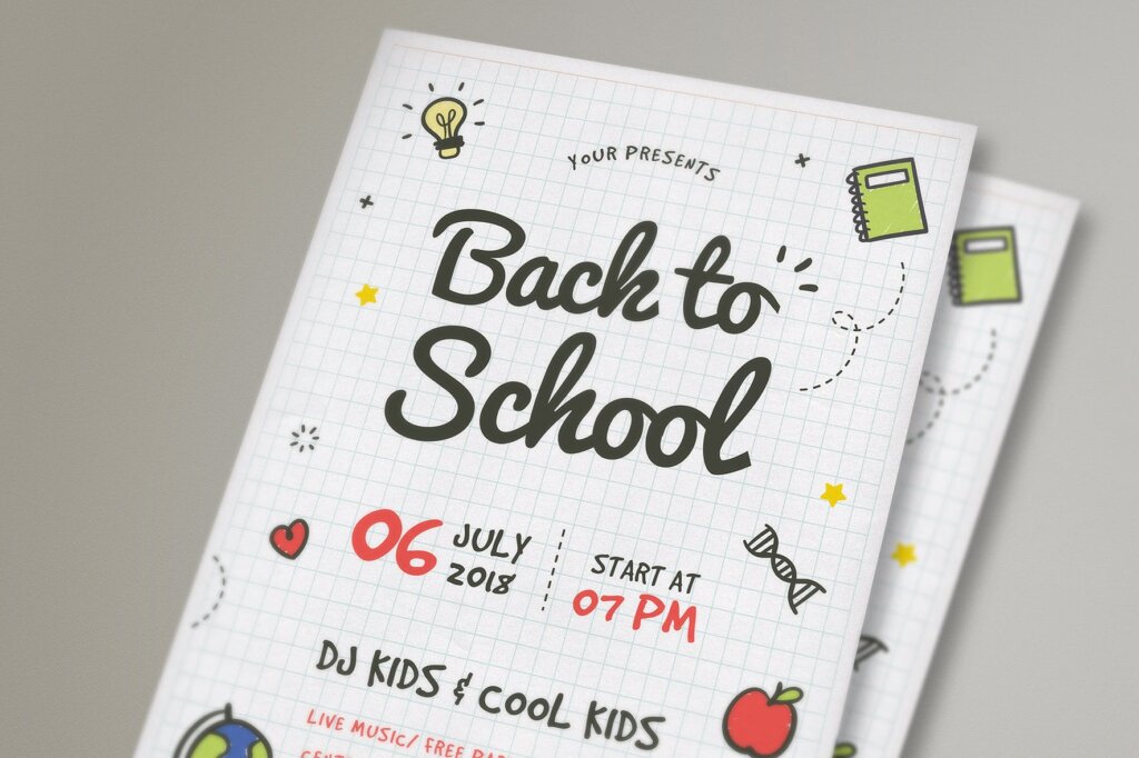 新学期开学派对活动传单海报模板素材Back To School Flyer 2插图1