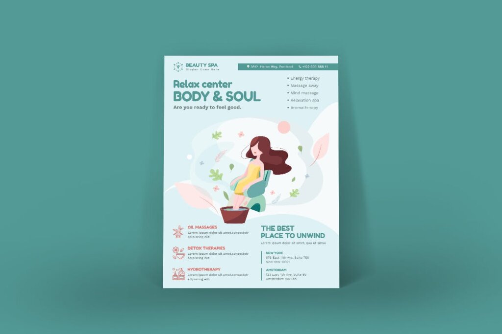 简约设计美容Spa产品介绍传单海报模板素材Beauty Spa Poster PSD Template插图1