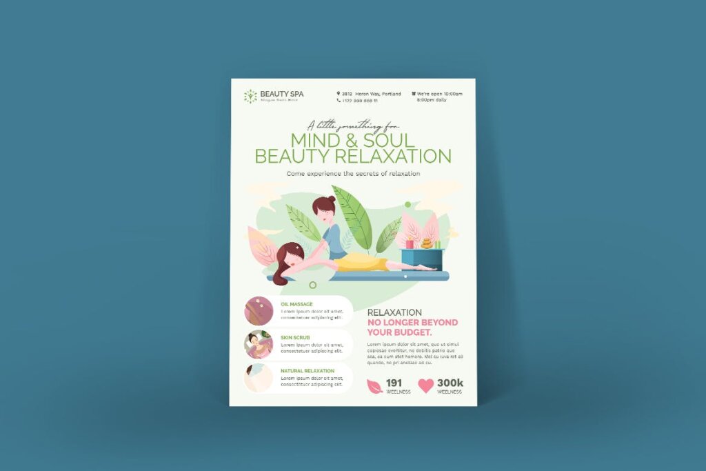 医疗按摩沙龙传单海报模板素材下载Beauty Spa Poster PSD Template JUB7PYA插图1