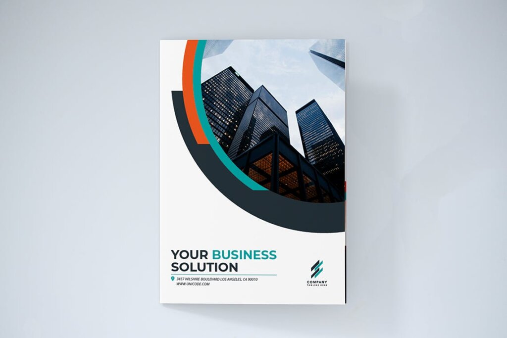 企业商务宣传册/企业三折页画册模板素材下载Bifold Business Brochure插图1