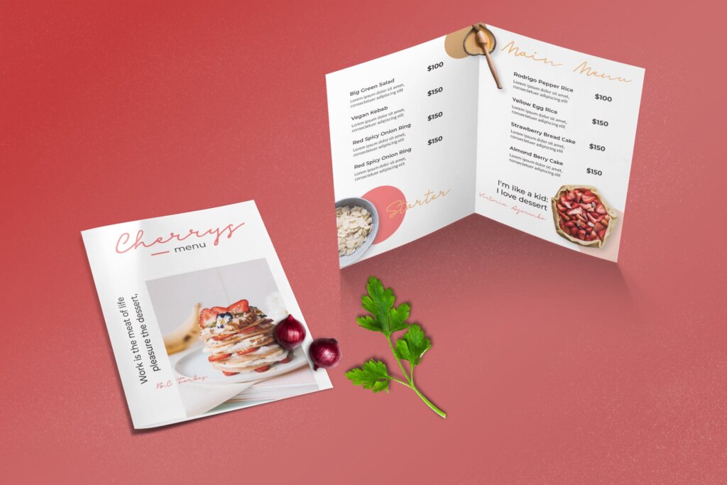 水果饮品双折页印刷品咖啡厅菜单模版素材下载WZEDLXF插图1