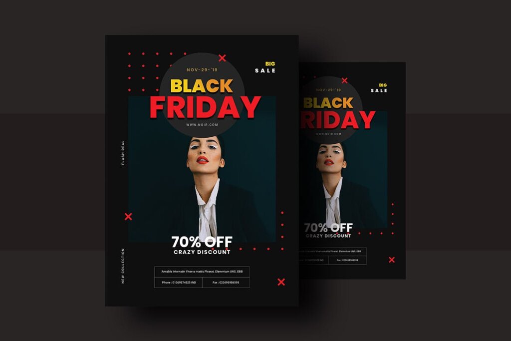 黑色星期五服装促销海报传单模板素材Black Friday Flyer Template V 3插图1