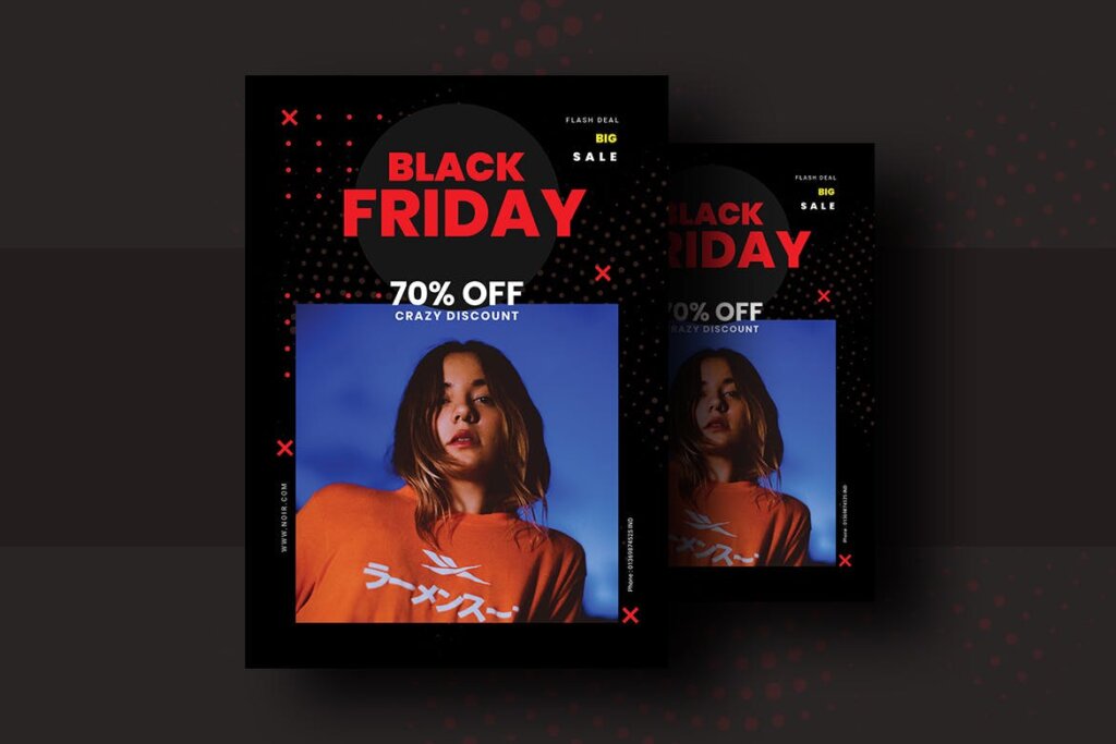 黑五女性时尚服装销售传单模板素材下载Black Friday Flyer Template V 6插图1