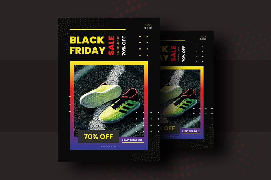 运动鞋品牌促销海报传单模板Black Friday Flyer Template V 7插图1