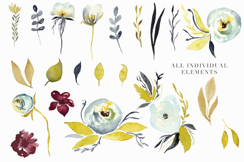 波西米亚风格手绘水彩植物装饰图案纹理/抱枕装饰图案素材下载Bohemian Flora插图1