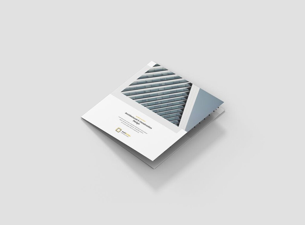 工业建筑设计工作室产品宣传折页模版素材下载Brochure Architect Tri Fold Square插图1