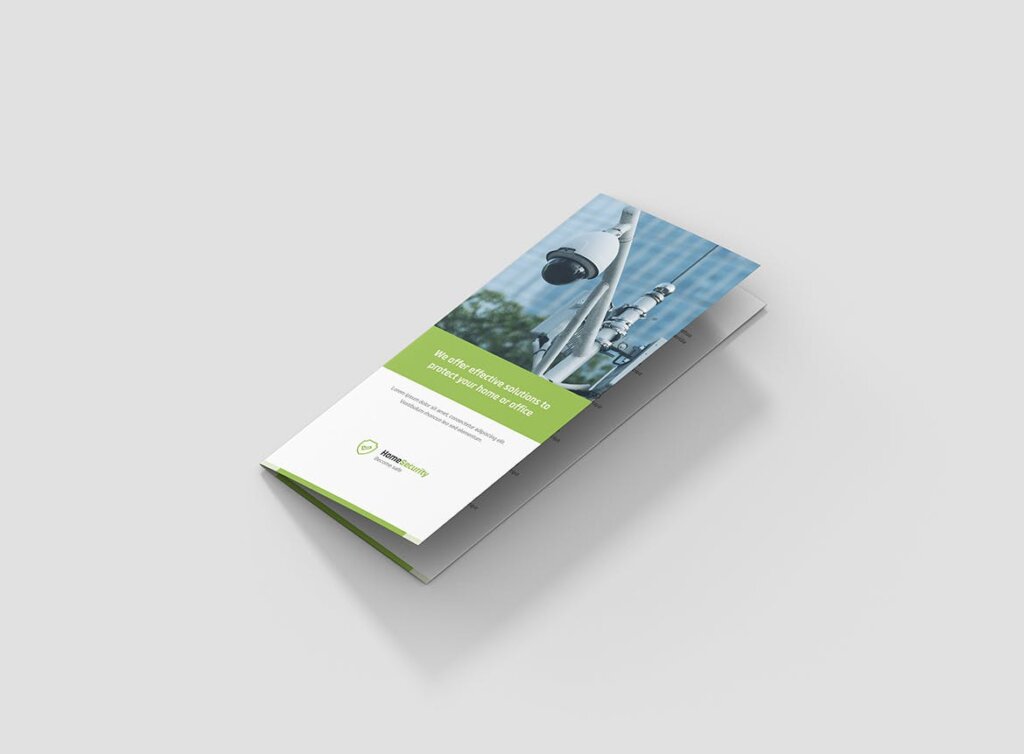 摄像头监控报警系统产品介绍市场营销三折页模版素材下载Brochure Home Security Tri Fold插图1