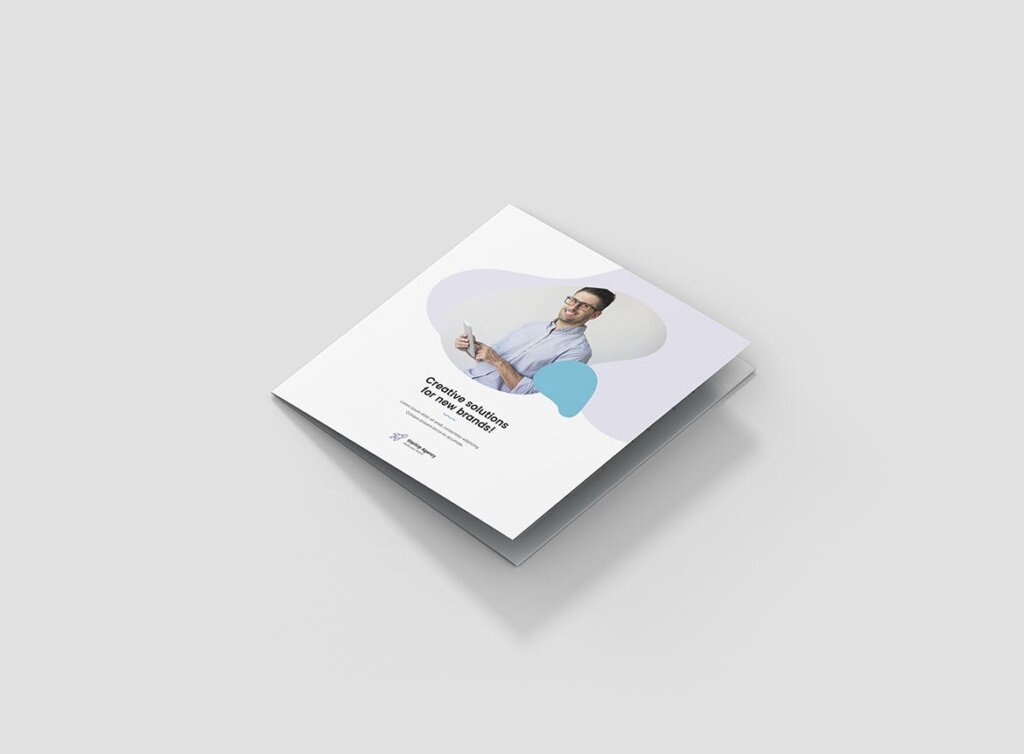 创意工作室三折页企业品牌宣传产品介绍模版素材下载Brochure StartUp Agency Tri Fold Square插图1
